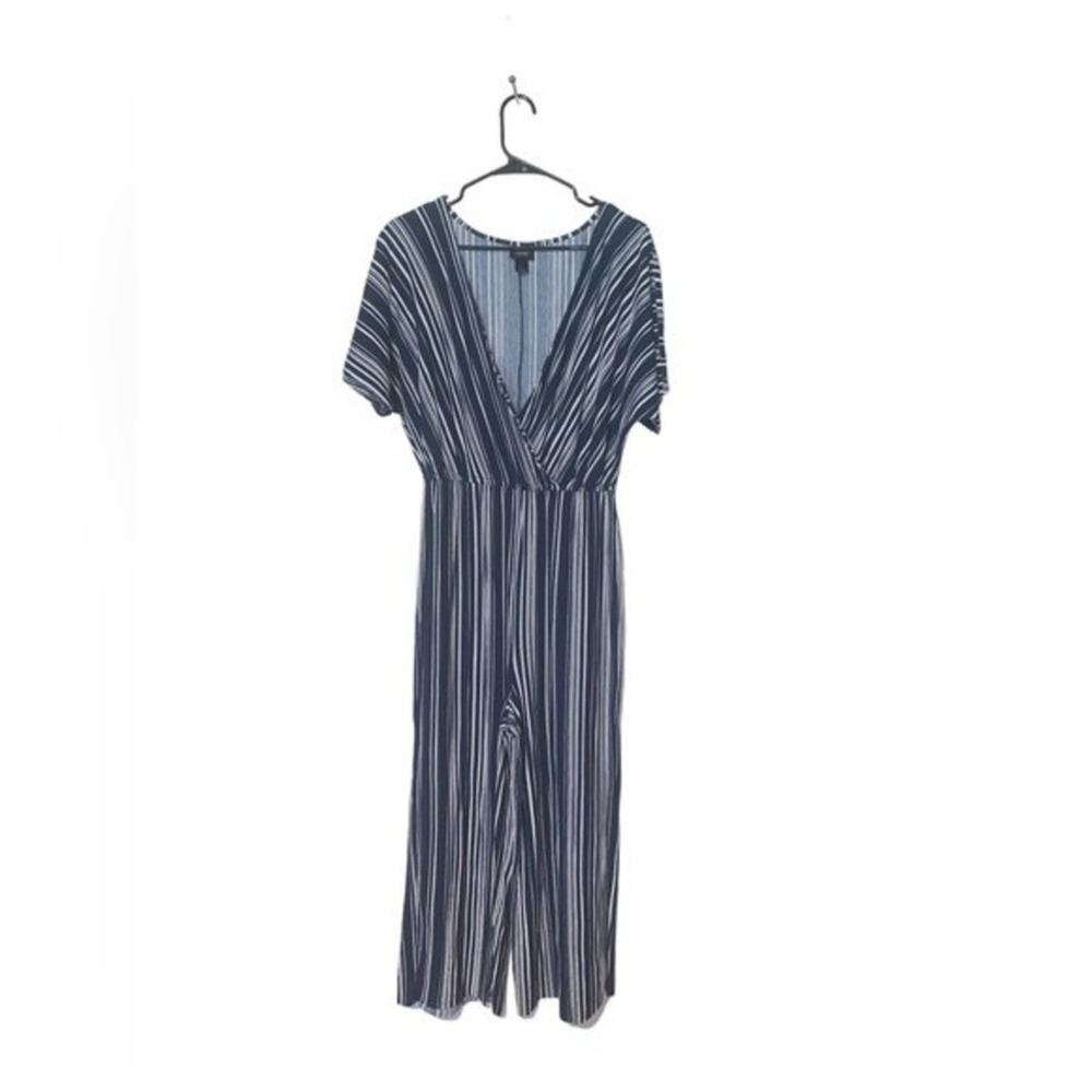 Daytrip Striped Jumpsuit‎ Short Sleeve Blue White Size Large